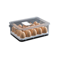 【新錸家居】大容量抽屜式透明冷凍保鮮冰箱收納盒-20格雞蛋盒(可疊加滑蓋設計 分隔雞蛋立架 調節濕氣窗)