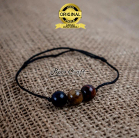 Gelang Pria Wanita Keren Tali Hitam Batu Red Blue Yellow Tiger Eye
