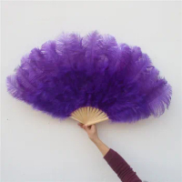 YY-tesco Purple Ostrich and Marabou Feather Fan Burlesque Showgirl &amp; Boudoir Decorative Feather Fan Dance Party Wedding Props