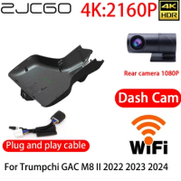 ZJCGO 4K DVR Dash Cam Wifi Front Rear Camera 24h Monitor For Trumpchi GAC M8 II 2022 2023 2024