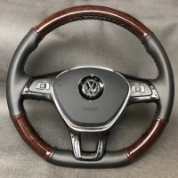 For Volkswagen VW Golf 7 Mk7 Touran Up New Passat B8 Tiguan Hand-Stitched Non-slip Leather peach wood color Steering Wheel Cover