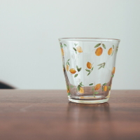 半宅日式檸檬簡約清新森系耐熱玻璃水杯早餐果汁咖啡花茶牛奶茶杯