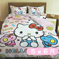 小禮堂 Hello Kitty 雙人涼被《粉白.塗鴉風》5x6尺.四季被.薄被