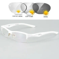 Cubojue White Myopia Glasses Photochromic Transition -100 -200 -250 -300 Eyeglasses Frames Male Women Sport Glasses Men TR90