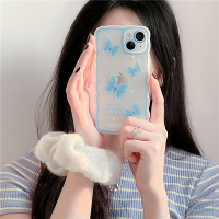 手機殼 ● 藍色波浪透明蝴蝶適用iPhone12Pro max蘋果13手機殼11矽膠xs xr女