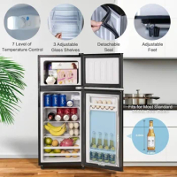 HAOYUNMA freezer fridge Compact Refrigerator 4.0 Cu Ft 2 Door Mini Fridge with Freezer For Apartment, Dorm, Office, Family