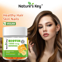 Nature's Key 10000mcg Vegan Biotin Gummies Hair Growth Skin Glow Nail Strength with Multivitamins
