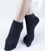 甲殼素抗菌防臭船型五指襪 (男女適用-平底-黑色)
