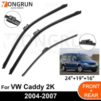 3PCS Car Wiper for VW Caddy 2K 2004-2007 Front Rear Windshield Windscreen Wiper Blade Rubber Accessories