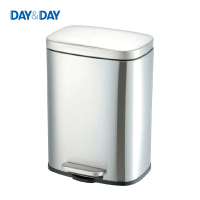 【DAY&amp;DAY】DAY&amp;DAY 緩降腳踏式垃圾桶-不鏽鋼色 12L