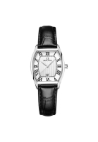 Solvil et Titus Barista Women's 3 Hands Date Quartz Watch in Silver White Dial and Black Leather Strap