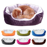 Pet Cat Dog Bed Autumn Winter Warm Cozy House Soft Fleece Nest Baskets Mat Lovely Teddy Bear Kennel Supplies