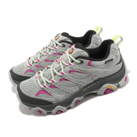 【MERRELL】登山鞋 Moab 3 GTX 女鞋 灰 桃紅 防水 避震 戶外 越野 Vibram 郊山(ML037202)