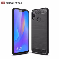 Soft TPU Case for Huawei Nova 3i P smart + Carbon Fiber Silicone Cases for P smart Plus nova 3i Back Phone Cover Coque Fundas