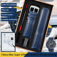 22mm 23mm Cowhide Leather Watchband for CITIZEN Blue Angel Generation Men's Watch AT8020-54L AT8020-03L Series Bracelet Strap
