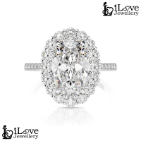 iLove Jewellery S925 Silver 3.5ct Oval Cut Cubic Zirconia Ring Cincin Engagement Gift Women ILR021