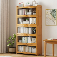 書架置物架落地簡易實木防塵多層收納學生簡約客廳玻璃門家用書櫃