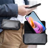 【VOORCA】職人設計款頂級植鞣牛皮 可調整合身橫式腰掛皮套for iPhone 14/13/12/12Pro/13Pro/14Pro