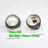 Ring emban alpaka super dim 17 x 17 eceran / model tanam bulat / pengikat ring cincin batu akik