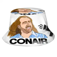 Blow Dryer Nicolas Cage Flat Top Breathable Bucket Hats Con Air Blow Dryer Hair Dryer Nicolas Cage N