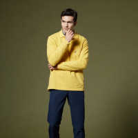 【NAUTICA】男裝 品牌LOGO刺繡口袋長袖POLO衫(黃)