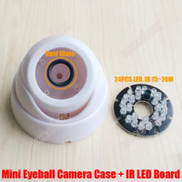 DIY PP Plastic Mini Eyeball Dome Camera Casing with 24PCS IR LED Board Fixed Lens Video Security Camera Case Indoor CCTV Housing