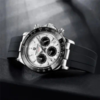 New PAGANI DESIGN Quartz Watch Men Top Brand Automatic Date Wristwatch Silica gel Waterproof Sport Chronograph Meteorite Dial