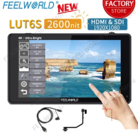 FEELWORLD 6 Inch 2600nits HDR 3D LUT Touch Screen Camera Field Monitor Waveform VectorScope 3G-SDI 4K HDMI 1920X1080 IPS LUT6S