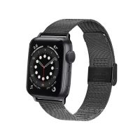 【Morbido蒙彼多】Apple Watch 6/SE 44mm不鏽鋼編織卡扣式錶帶