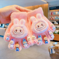Children's Gloves New Cartoon Cute Labubu Five-Finger Gloves Winter Boys and Girls Cold-Proof Warm B