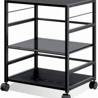 DEVAISE Mobile 3-Shelf Printer Stand with Adjustable Shelves Modern Printer Cart with Large Storage Space Printer Stand
