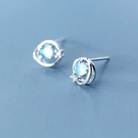 【Porabella】925純銀海洋合成藍寶石耳環 earrings