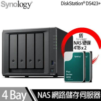Synology群暉科技 DS423+ NAS 搭 Synology HAT3300 Plus系列 4TB NAS專用硬碟 x 2