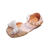 Girls Sandals baby Shoes beautiful bowtie pearl rhinestone princess sandals PU girl sandals baby girl shoes fashion baby sandals