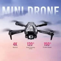 CINE Drone 4K HD Dual Camera - Kualitas Gambar Tajam, Penerbangan Aman IH Hitam