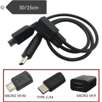 2 in 1 USB 3.1 Type C Charging Cable, USB 2.0 micro 5Pin to USB C Type C Male and Micro USB Male Charger Cable 0.25m