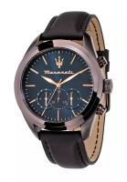 Maserati 【2年保修】 瑪莎拉蒂 Traguardo系列45mm 男士灰色皮革三眼計時石英手錶 -R8871612008