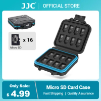 JJC 16 Slots Micro SD Card Case Storage Box Soft Foam MicroSD Card Holder Waterproof Memory Card Organizer for 16 TF Cards