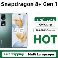 Original Honor 90 Pro Mobile Phone Snapdragon 8+ Gen 1 Android 13.0 Screen Fingerprint 6.78" OLED 120HZ 90W Charge 200.0MP