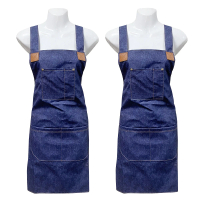 工業風仿牛仔布圍裙-胸前袋加二口袋(GS574-二入組)
