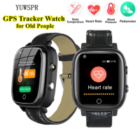 Elderly Tracker Smart Watch Body Temperature HR &amp; BP Monitoring Falling Reminder Wifi GPS Location Flashlight for Old People T5S