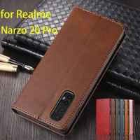 Leather Case for OPPO Realme Narzo 20 Pro Flip Case Card Holder Holster Magnetic Attraction Cover Case Wallet Case Fundas Coque