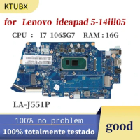 For Lenovo ideapad 5-14iil05 Laptop Motherboard, CPU ：I7 1065G7_G5 RAM: 16G processor, tested, free, la-j551p，100% test OK