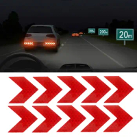 10 Pcs/Set Car Sticker Reflective Arrow Sign Tape Warning Safety Sticker for Car Bumper Trunk Reflector Hazard Tape Car Styling