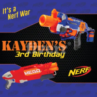 6x6ft Happy Birthday Party Ready Fire Nerf Gun War Personalized Custom Photo Studio Background Backdrop Vinyl 180cm X 180cm