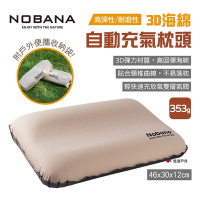 Nobana 3D海綿自動充氣枕頭 海綿枕 氣墊枕 旅行便攜頸椎枕 午休靠枕 空氣枕 露營 悠遊戶外