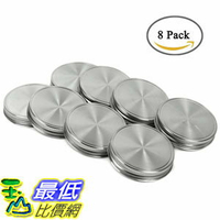 [107美國直購] 梅森瓶用蓋子 Polished Stainless Steel Storage Mason Jar Lids Caps with Silicone Seals 8Pack