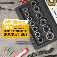 Hi-Spec 14pc Damaged Screw Extractor Cr-Mo Steel Bolt Nut Remover Car Tool Kit Hand Tools Kit 6.35 -