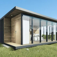 Custom 40FT 20FT Prefab Container Sunroom Houses, Green Modular Building Box Shopping Booth, Mobile Prefab Glass Container House