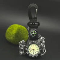 Vintage Quartz Pocket Watch Unisex Pocket Watch Luminous Compass Outdoor Hiking Backpack Carabiner Pocket Watch